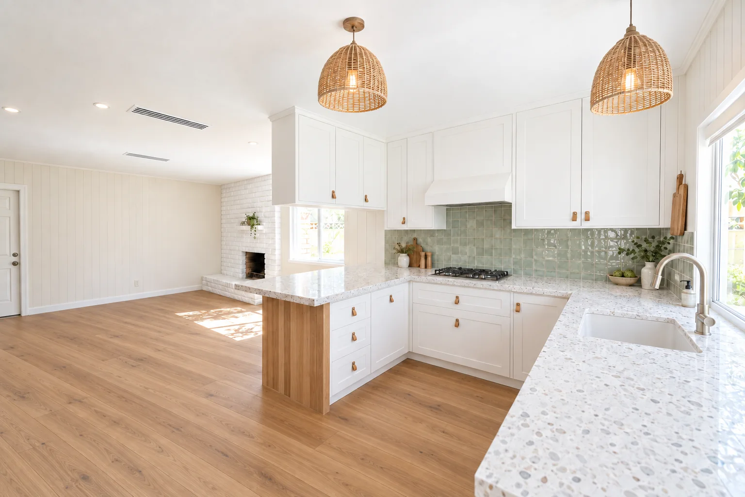 The Leonay kitchen, concept visualisation in the Coastal Timber style