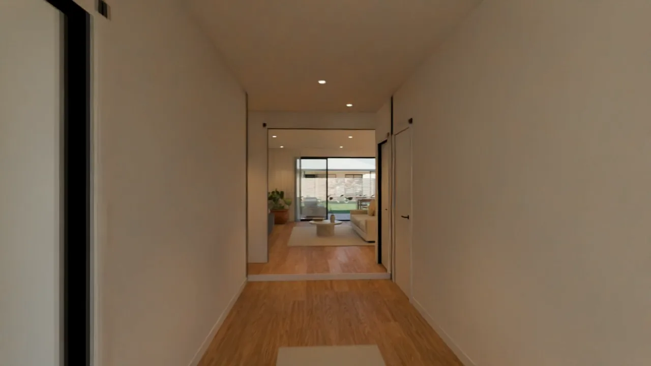The entry gallery, looking through to the living room