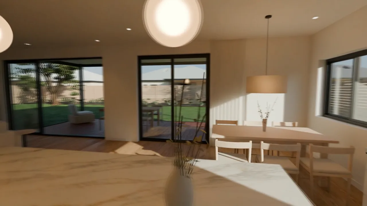 The kitchen island and pendants