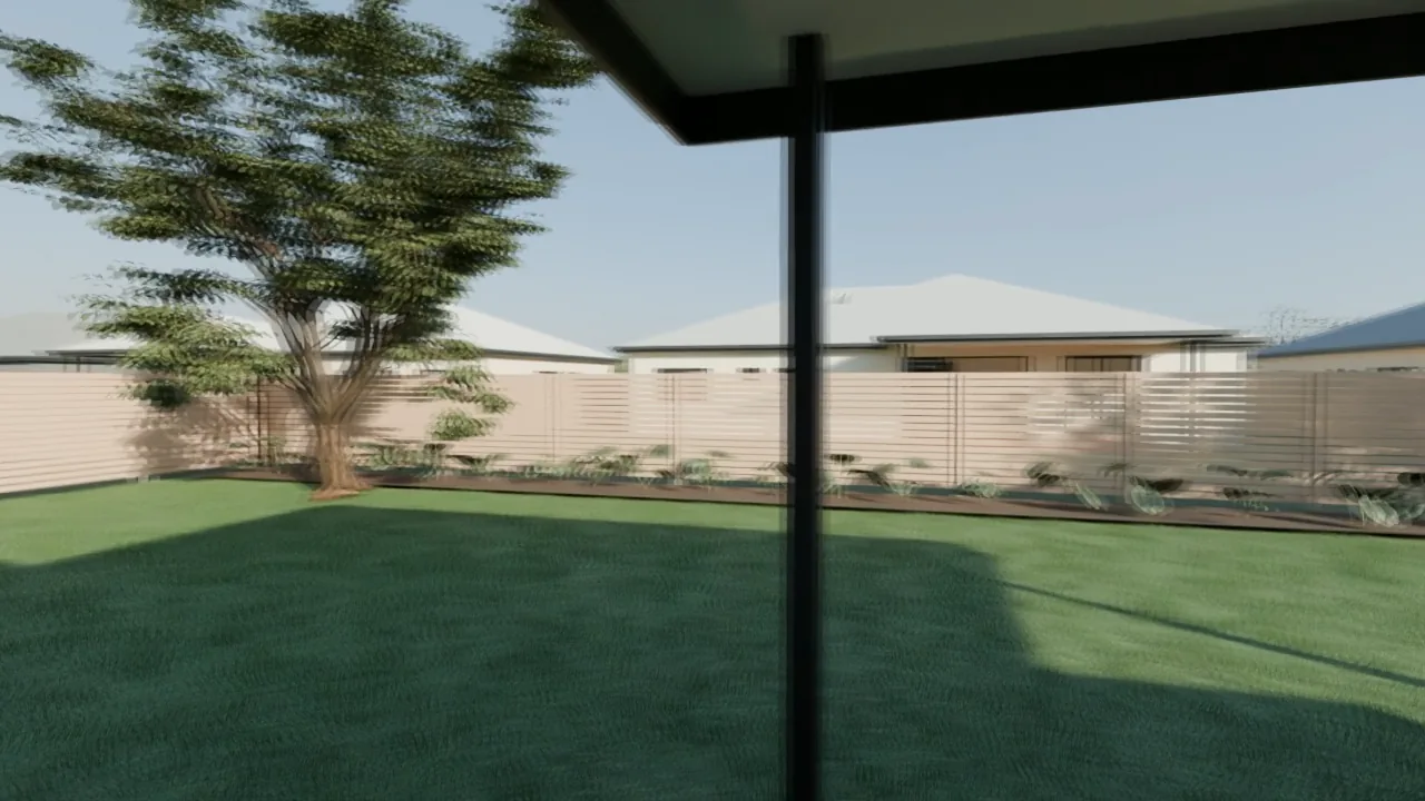 The covered alfresco and the garden