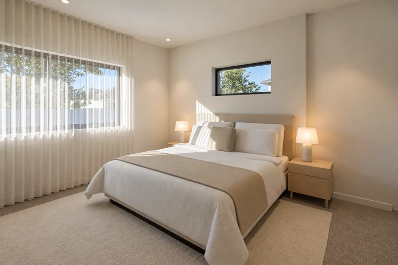 Master bedroom with the bed facing the front window